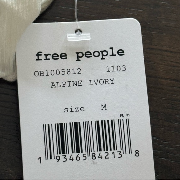 Free‎ People Shimmy Shake Alpine Ivory Long Sleeve Open Back Top Size Medium Wmn - Picture 6 of 10
